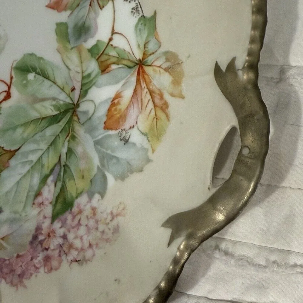 Cottage Germany Floral Plate Grandma Shabby Chic Tab Handled   10
